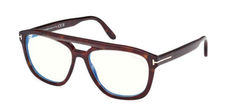 Tom Ford Ft6024-b Blue Block Unisex Havana Pilot Eyeglasses