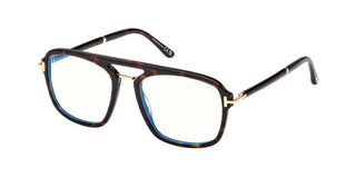 Tom Ford FT6086-B BLUE BLOCK unisex Havana Geometric Eyeglasses