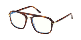 Tom Ford FT6086-B BLUE BLOCK unisex Havana Geometric Eyeglasses