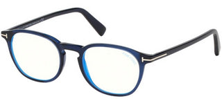 Tom Ford FT 5583-B BLUE BLOCK unisex Blue Geometric Eyeglasses