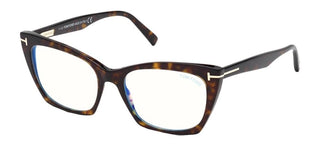 Tom Ford FT 5709-B BLUE BLOCK women Havana Butterfly Eyeglasses