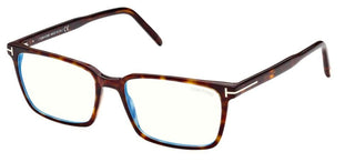 Tom Ford FT 5802-B BLUE BLOCK men Havana Geometric Eyeglasses