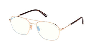 Tom Ford FT 5830-B BLUE BLOCK men Rose gold Pilot Eyeglasses