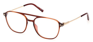 Tom Ford FT 5874-B BLUE BLOCK men Brown Geometric Eyeglasses