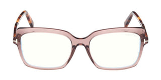 Tom Ford FT 5947-B BLUE BLOCK unisex Brown Geometric Eyeglasses