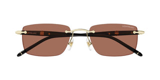 Montblanc Mb0344s Men Gold Squared Sunglasses