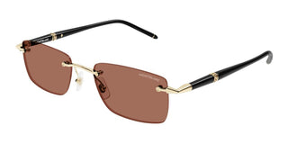 Montblanc Mb0344s Men Gold Squared Sunglasses