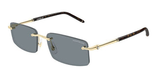 Montblanc MB0443S men Gold Rectangle Sunglasses