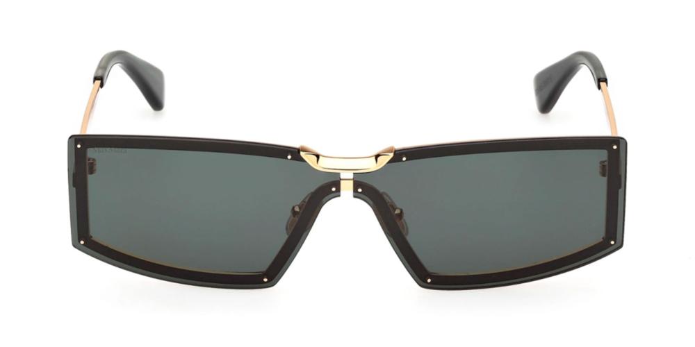 MAX MARA MM0118 Black & Gold Rectangular Sunglasses Shiny Gold and Green MAX MARA MM0118 Black & Gold Rectangular Sunglasses Shiny  main image 2