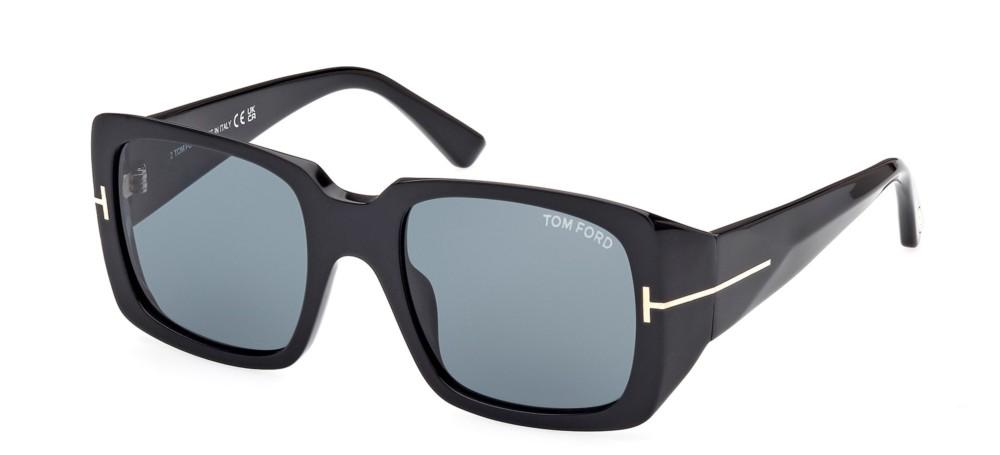 Tom Ford Women Sunglasses Ryder-02 Shiny Black Blue Rectangle FT1035 01V NEW Tom Ford Ryder 02 FT1035 Sunglasses 01V Shiny Black - eye-oo.com main image 4