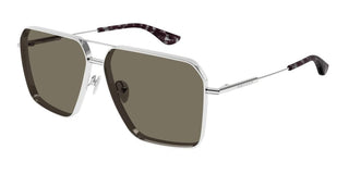 Alexander Mcqueen Am0500s Men Silver Pilot Sunglasses