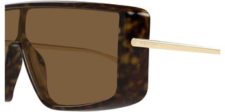 Alexander McQueen AM0524S unisex Havana Shield Sunglasses