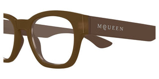 Alexander McQueen AM0530O men Brown Geometric Eyeglasses