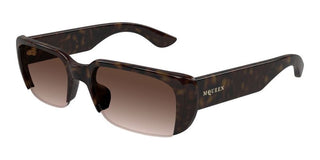 Alexander McQueen AM0532S unisex Havana Rectangle Sunglasses