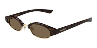 Alexander McQueen AM0534S unisex Havana Round Sunglasses