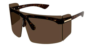 Alexander McQueen AM0594S unisex Havana Shield Sunglasses