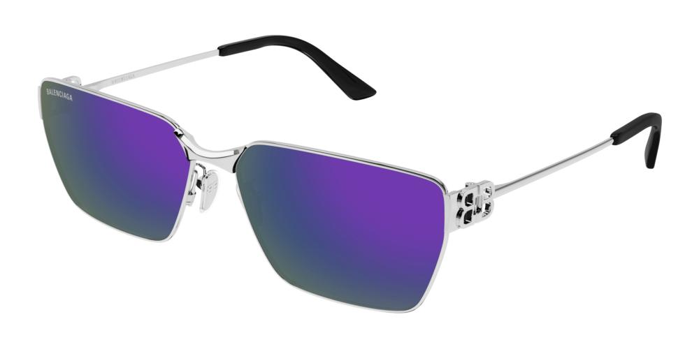 サングラス BALENCIAGA Woman Sunglasses Silver BB0374SK 002 Balenciaga BB0374SK XXL (63 - 15) with Violet lenses and