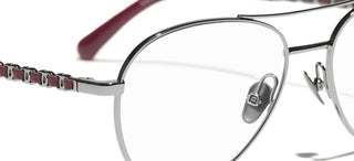 Chanel Ch 2224q Women Silver Pilot Eyeglasses