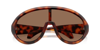 Moncler Contrast Me8010 Unisex Havana Shield Sunglasses