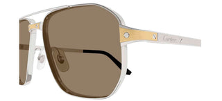 Cartier Santos de Cartier CT0424S men Silver Pilot Sunglasses