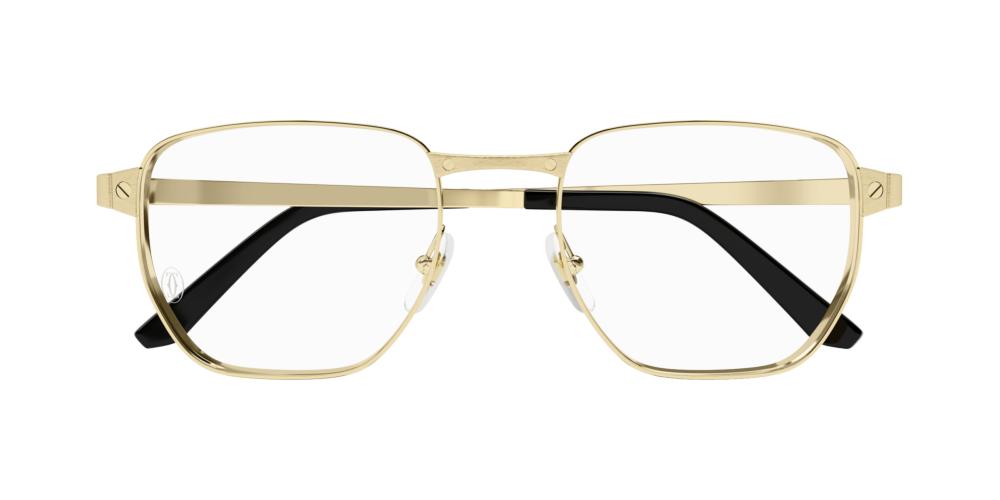 Luxury Sunglasses Cartier Frames Outlet Cartier CT0480O Men Gold Squared Eyeglasses – Otticanet USA