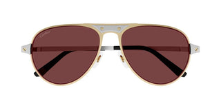 Cartier CT0533S men Silver Pilot Sunglasses