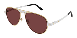 Cartier CT0533S men Silver Pilot Sunglasses