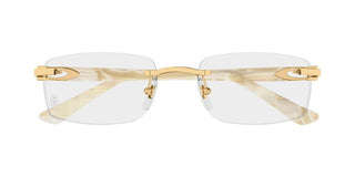 Cartier CT0607OJ men Gold Rectangle Eyeglasses
