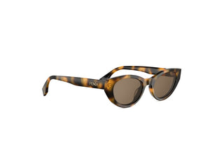 FENDI Lettering FE40209I women Havana Cat Eye Sunglasses