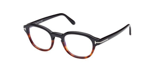 Tom Ford FT5871-B BLUE BLOCK men Havana Round Eyeglasses