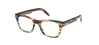 Tom Ford FT5886-B BLUE BLOCK men Brown Squared Eyeglasses