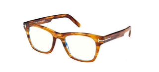 Tom Ford FT5886-B BLUE BLOCK men Havana Squared Eyeglasses