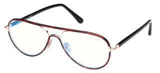 Tom Ford FT5897-B BLUE BLOCK men Havana Pilot Eyeglasses