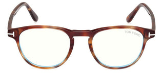 Tom Ford FT5899-B BLUE BLOCK men Havana Squared Eyeglasses