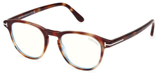 Tom Ford FT5899-B BLUE BLOCK men Havana Squared Eyeglasses