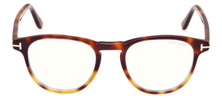 Tom Ford FT5899-B BLUE BLOCK men Havana Squared Eyeglasses