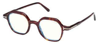 Tom Ford FT5900-B BLUE BLOCK men Havana Geometric Eyeglasses