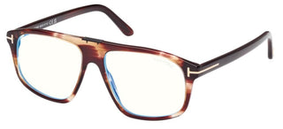 Tom Ford FT5901-B BLUE BLOCK men Brown Pilot Eyeglasses