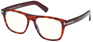 Tom Ford FT5902-B BLUE BLOCK men Havana Squared Eyeglasses