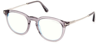 Tom Ford FT5905-B BLUE BLOCK men Grey Round Eyeglasses
