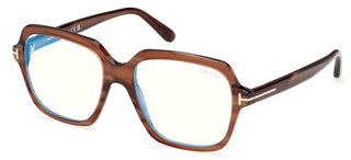 Tom Ford FT5908-B BLUE BLOCK women Brown Geometric Eyeglasses