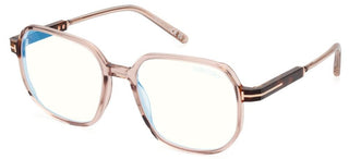 Tom Ford FT5911-B BLUE BLOCK unisex Brown Geometric Eyeglasses