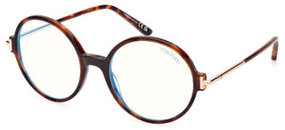 Tom Ford FT5914-B BLUE BLOCK women Havana Round Eyeglasses