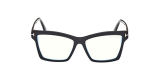 Tom Ford Ft5964-b Blue Block Women Black Squared Eyeglasses