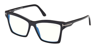 Tom Ford Ft5964-b Blue Block Women Black Squared Eyeglasses