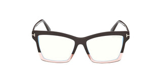 Tom Ford Ft5964-b Blue Block Women Brown Squared Eyeglasses
