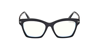 Tom Ford Ft5965-b Blue Block Women Black Geometric Eyeglasses