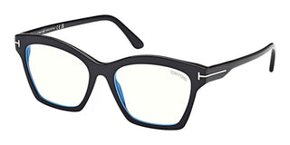 Tom Ford Ft5965-b Blue Block Women Black Geometric Eyeglasses