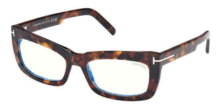 Tom Ford Ft5966-b Blue Block Women Havana Geometric Eyeglasses