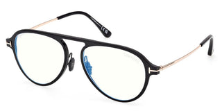 Tom Ford FT5972-B BLUE BLOCK unisex Black Pilot Eyeglasses